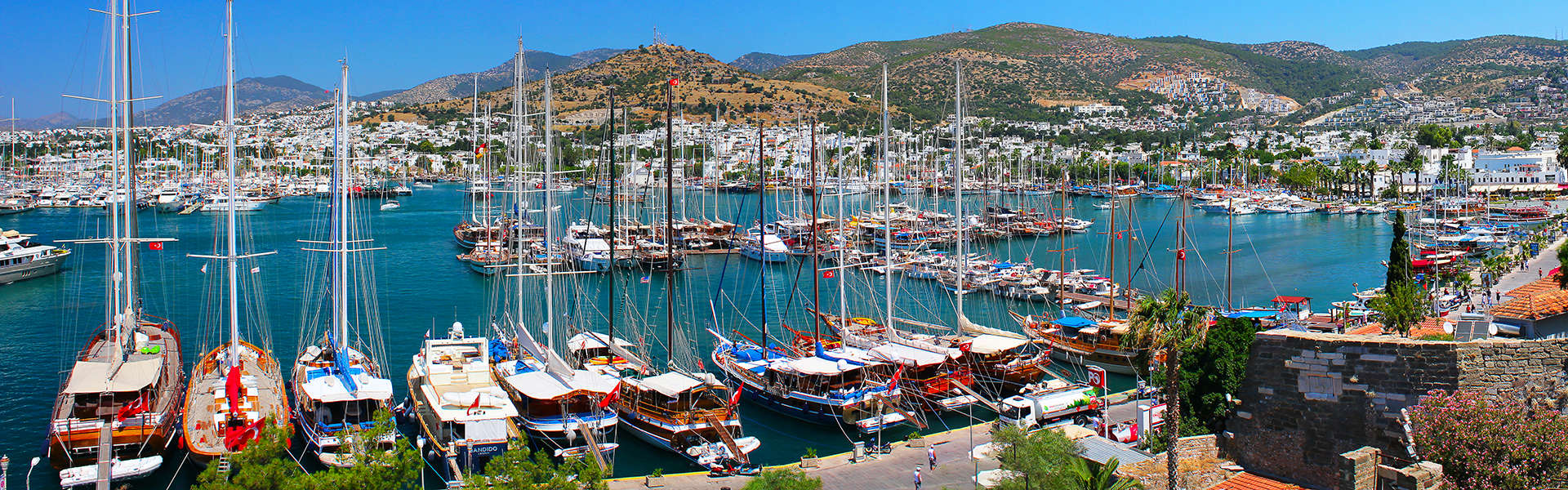 Panorama of the waterfront city of Bodrum in Turkey