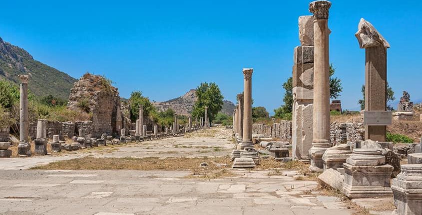 Arcadian Street (Harbor Street) in ancient Ephesus. Turkey